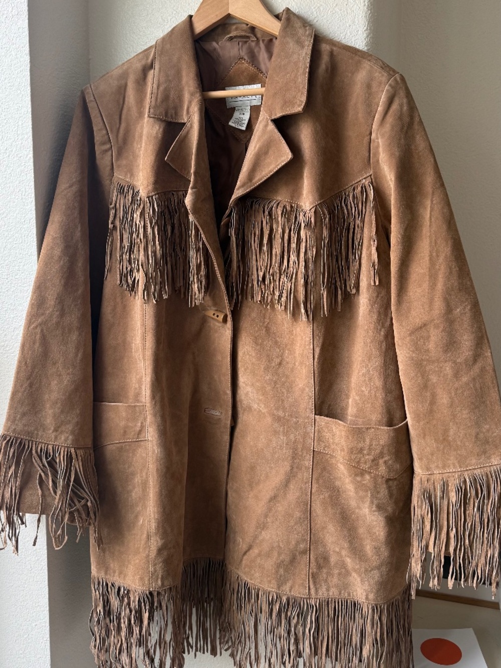 Vintage Via Accenti Oversized Suede Fringe Coat